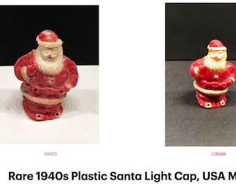 Two Rare Plastic/Celluloid Santa Lights, Christmas/Holiday Ornament, 1940s