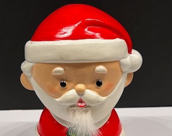 Lego Japan Chalkware Santa Claus Bank Fuzzy Beard Have a Merry