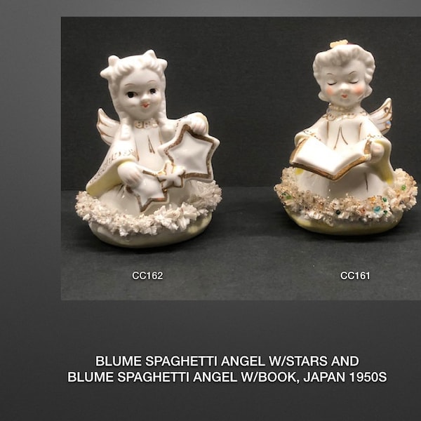 Blume Spaghetti Angel Holding Stars and Blume Spaghetti Angel W/Book, Japan Figurines, 1950