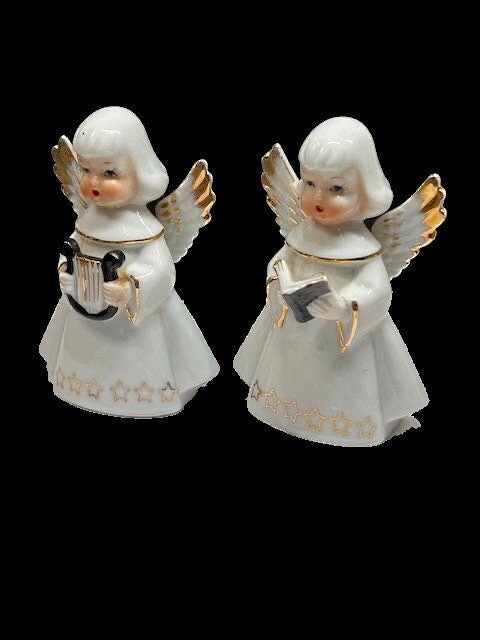 Porcelain Musical Angel Pair Japan 1950s Harp Hymnal - Etsy