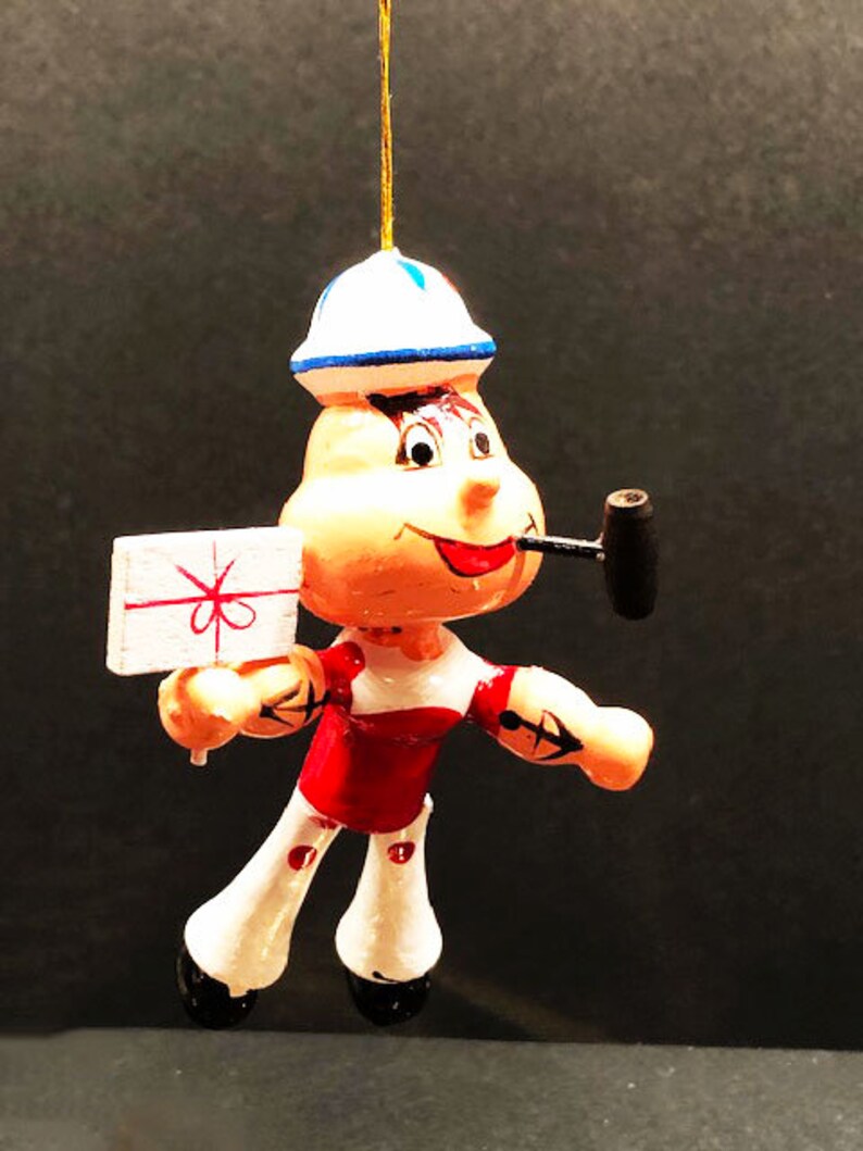 Model T 1960s Popeye Painted Wood Ornaments Unique and Erzgebirge German Snowman wUmbrella