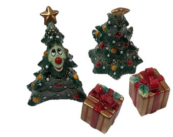 Christmas Shakers Wee Christmas Tree Fitz and Floyd Salt and Pepper Shakers Kreiss Like