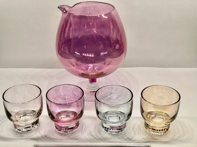 MCM Glass Cocktail/Martini Pitcher Set 195060s Elegant Bar Etsy