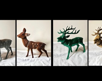 Ino Schaller Deer Germany Large Felted Glittered Deer Stags Does Christmas Decor Sold Separately