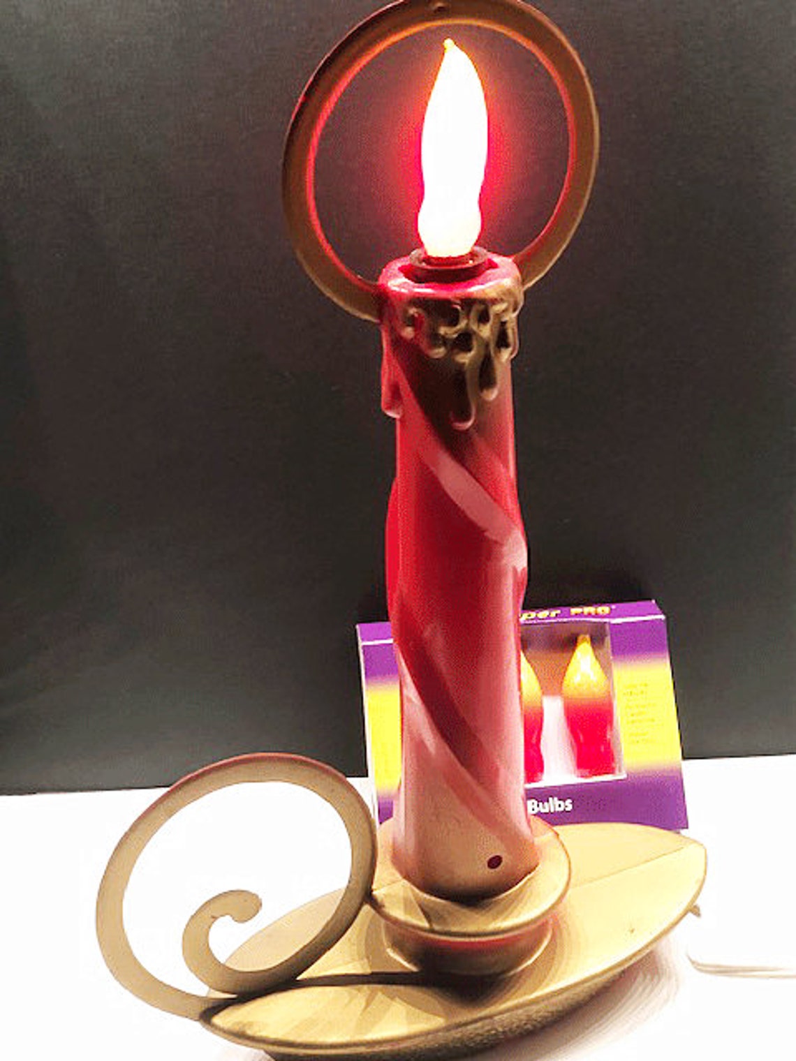 Vintage Red Plastic Electric Candle Holder Tall Candle Etsy