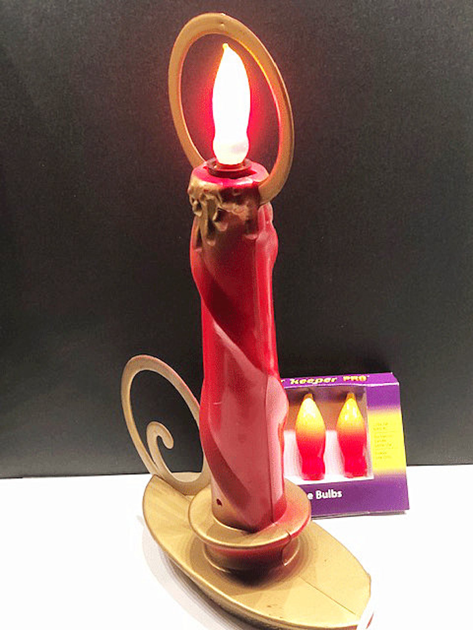 Vintage Red Plastic Electric Candle Holder Tall Candle Etsy