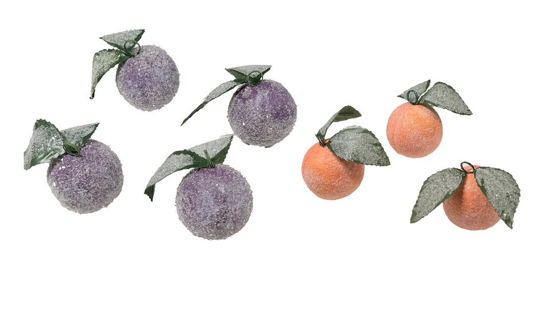 Spun Cotton Sugared Plums & Peaches Vintage Style Sugared Fruit