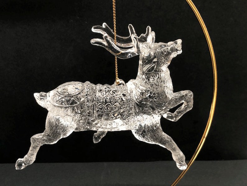 Clear Plastic Molded Decorative Reindeer Christmas Ornament  Etsy