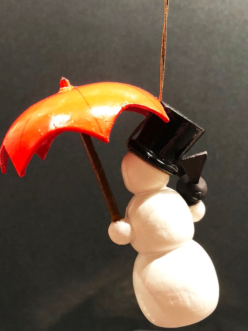 Model T 1960s Popeye Painted Wood Ornaments Unique and Erzgebirge German Snowman wUmbrella