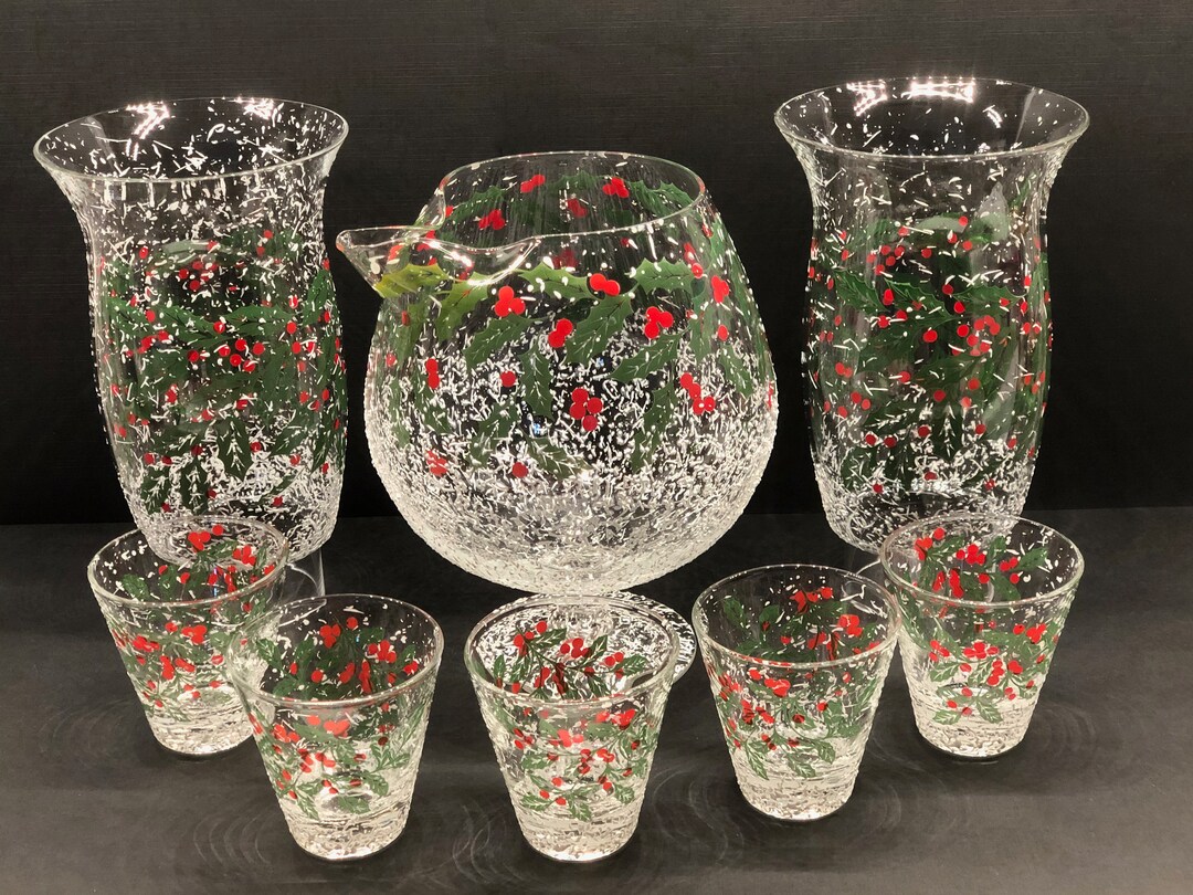 VERY RARE MCM Holiday Cocktail Martini Mixer Set Two Hurricane Lamps 5