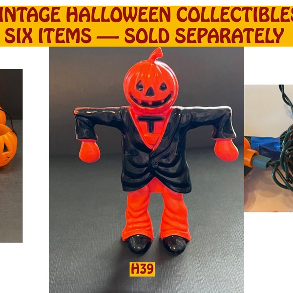 Vintage Halloween Decor, 1950-70s, Rosbro, Union Products, Pumpkin Lights, Pumpkins, Ceramic Figures, Sold Separately by #