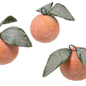 Spun Cotton Sugared Plums & Peaches Vintage Style Sugared Fruit Christmas Tree Ornaments Sold Separately