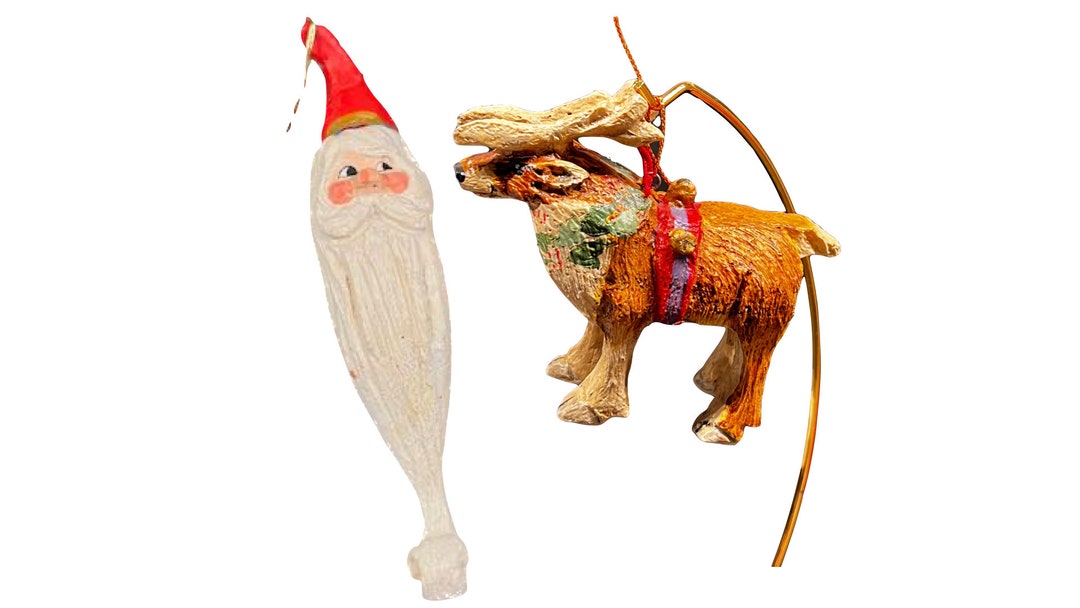 House of Hatten Denise Calla Icicle Santa Lonely Reindeer 1980s Collectibe HOH Ornaments Sold