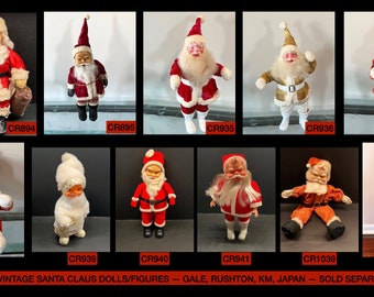 Rushton Harold Gale Eurek VINTAGE Santa Dolls Japan KM Hong Kong Collectible Christmas Santa Dolls Sold Separately