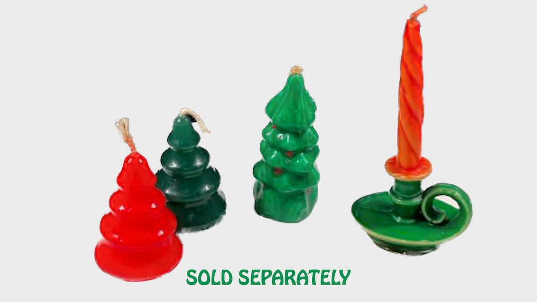 Vintage Christmas Tree Candles Unburned Decorated Green Red Etsy