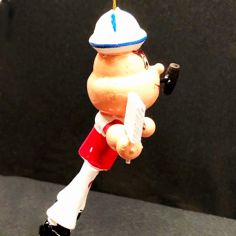Model T 1960s Popeye Painted Wood Ornaments Unique and Erzgebirge German Snowman wUmbrella