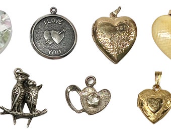 Vintage Sterling Charms 1940-60s Love Charms Sweetheart Love Tokens Sold Separately