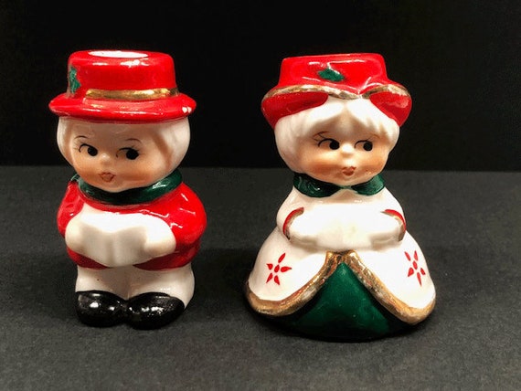 Vintage Ceramic Boy and Girl Caroler Tiny Christmas | Etsy
