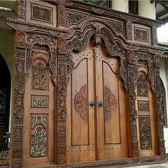 Indonesian Teakwood Hand Carved Double Doors Free Shipping Etsy