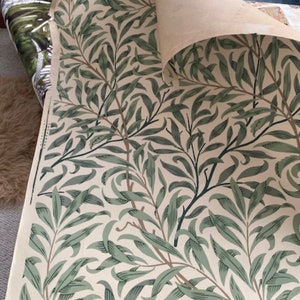 Genuine Antique Willow Bough Hand block printed wallpaper 0.5m length x 55cm wide