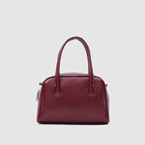 Mini Crossbody Alltagstasche, trendige Schultertasche, kleine Ledertasche, weinrote Tasche, minimalistische Arbeitstasche, weinrote Tasche