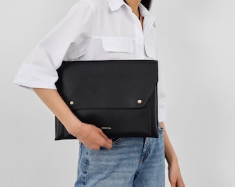 13 Inch Laptop Sleeve, Vegan Leather Laptop Bag, MacBook Case, Tablet Sleeve, Minimal Laptop Cover, Work Bag, Gift for Her