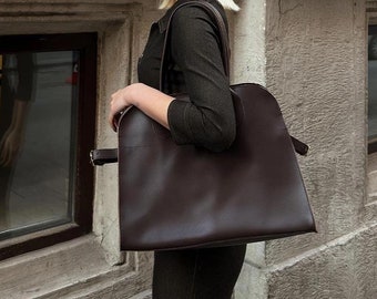 Large Leather Hobo Bag: Minimalist Commuter Tote