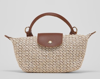Woven Raffia Crossbody Bag: 3-in-1 Straw Summer Purse
