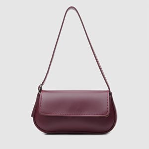 Burgunder Vegan Leder Baguette Tasche, trendige Schultertasche, Leder Baguette Tasche, minimalistische Arbeitstasche, Luxus Schultertasche Geschenk zum Muttertag