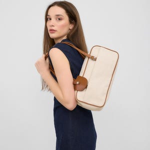Cream Trimmed Organic Canvas Tote – Stylish Shoulder and Hand Bag