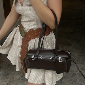 Leather Baguette Bag,  Elegant Evening Bags, Minimalist Work Bag, Luxury Shoulder BagMother's Day Gift