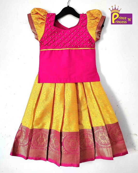 Kids Pink Tops With Pearl and Golden 