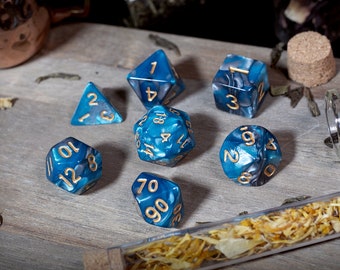 Clairvoyance | Light Blue | Grey| Two Toned | Polyhedral Dice Sets | RPG | D&D | 14+ years