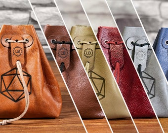 Customizable | Leather Dice Bags | Pouches | D&D | Larp | Dice Storage