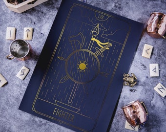 Fighter Gold Foil Print | A4 Art Print | Dungeons and Dragons | 14+ years