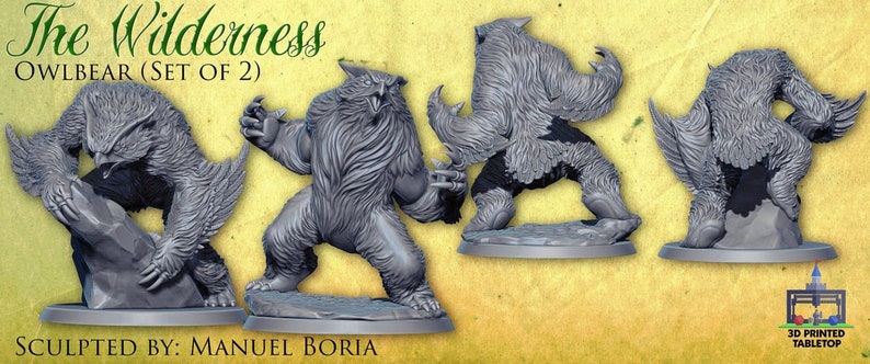Owlbear RPG Dungeons and Dragons 3D Printed Miniature 14 years immagine 6