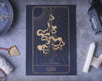 Cleric Gold Foil Print | A4 Art Print | Dungeons and Dragons | 14+ years