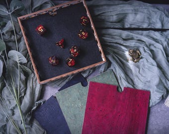 Dice Rolling Tray | Scale Pattern | Vegan | Felt | Cork Leather | Magnetic Under Tray Storage | Flat Packed | PVA Required | 14+ years