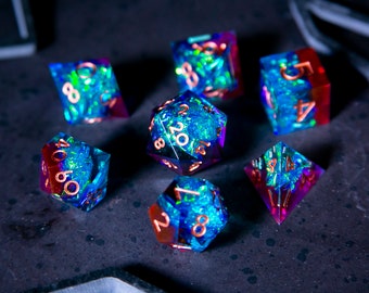 Teleport | Blue & Red | Luxury Dice | Polyhedral Dice Sets | Sharp Edge Dice