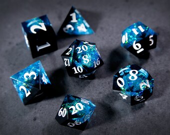 Wall of Ice | Blue & Black | Luxury Dice | Polyhedral Dice Sets | Sharp Edge Dice