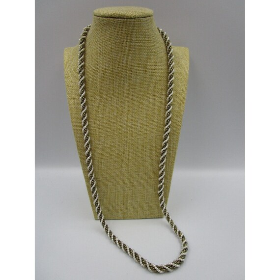 Vintage Silver Tone Faux Pearl Twisted Chain Link, 24