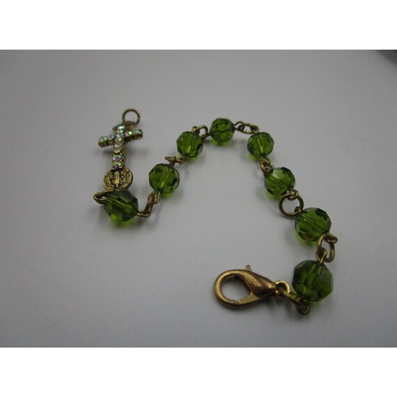 Gorgeous Green Glass Bead Rosary Style Bracelet R… - image 4