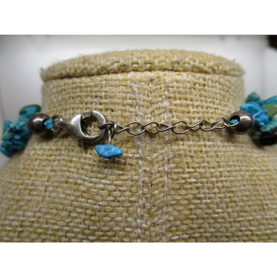 Triple Layer String Of Turquoise Chips With Sterl… - image 4