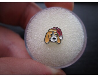 Dog wearing Santa Hat, Christmas Charm, Floating Charms to fit Origami Owl