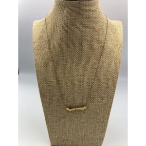 Gold Tone Stainless Steel Vintage Style Bow Pendant Necklace, 18”