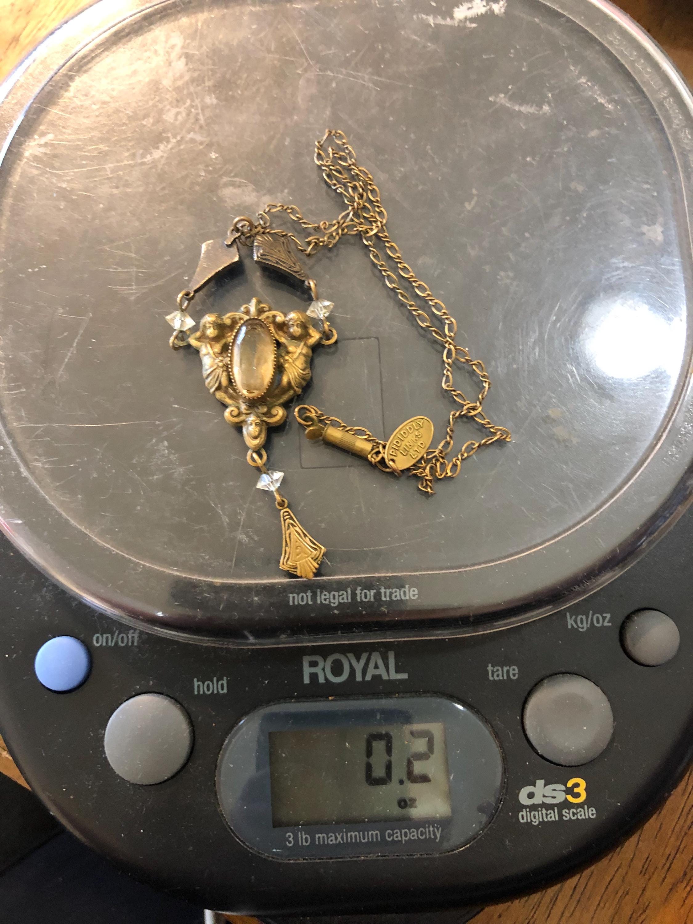 Pididdly Links Brass Tone Glass Beads Cherub Art Nouveau Necklace