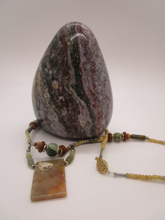 Two Strand Agate Crystal Bohemian Multi Gemstone Tribal Chic Layering Necklace Gift