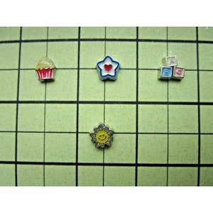 Cupcake, Patriotic Star, Baby Blocks, Floating Charms to fit Origami Owl