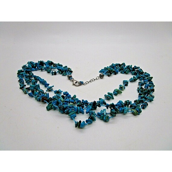 Triple Layer String Of Turquoise Chips With Sterl… - image 2