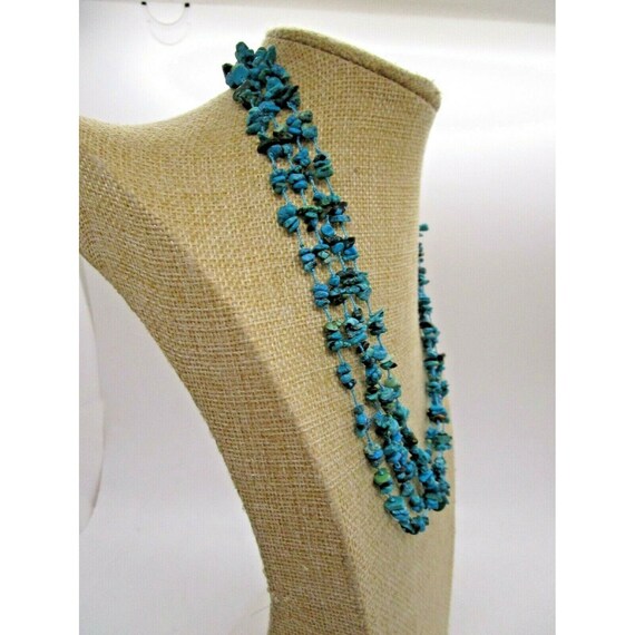 Triple Layer String Of Turquoise Chips With Sterl… - image 5
